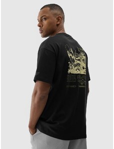 4F Vīriešu t-krekls oversize ar apdruku - melns