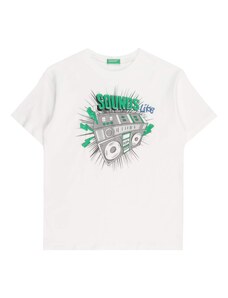 UNITED COLORS OF BENETTON T-Krekls pelēks / zaļš / melns / balts