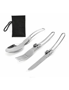 Outfish Foldable Stainless Steel Set Spoon / Fork / Knife 3 pcs