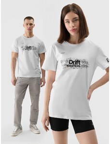 4F T-krekls regular ar apdruku unisex 4F x Drift Masters - balts