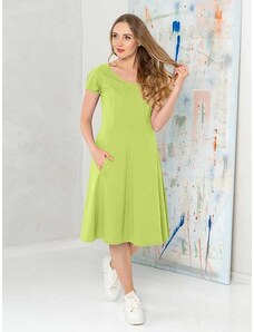 Lega elastīga lina kleita līdz jostasvietai "Raisa Spring Green"