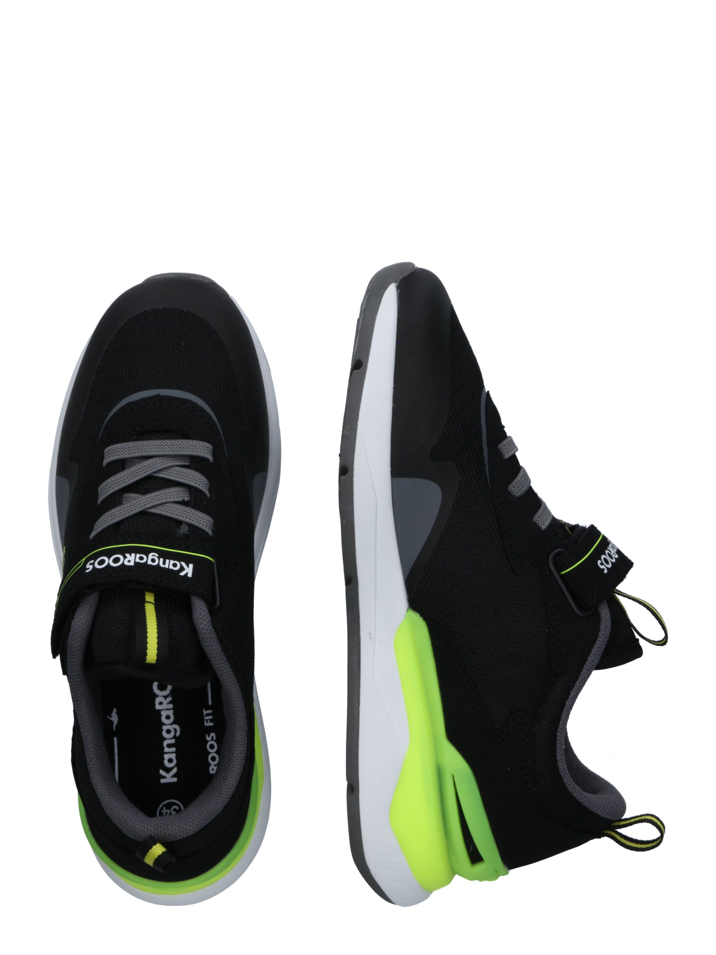 KangaROOS Brīvā laika apavi 'KD-Gym' pelēks / neonzaļš / melns