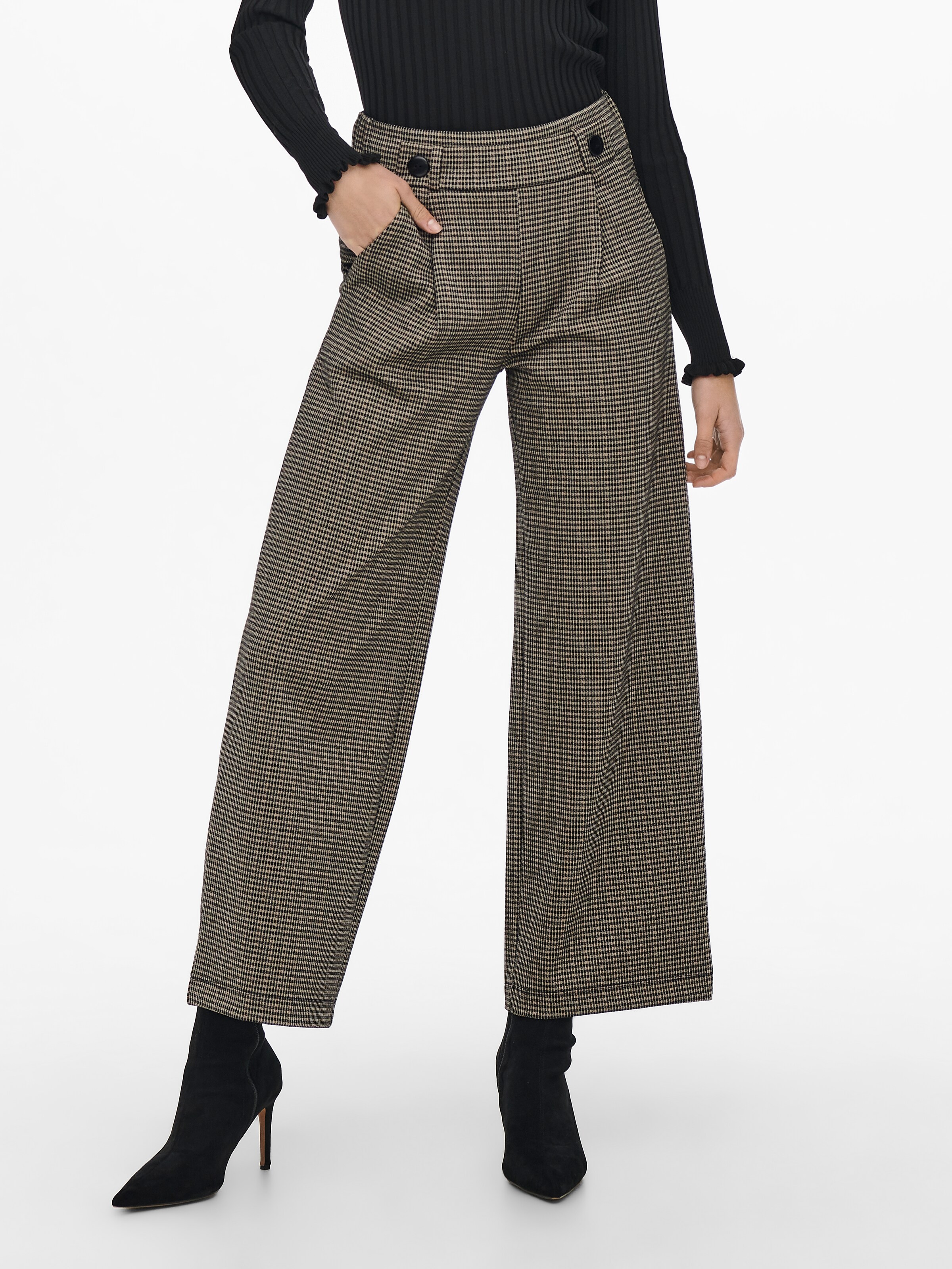 JDY Klasiskas bikses 'JDYGeggo Mia' kapučino / melns