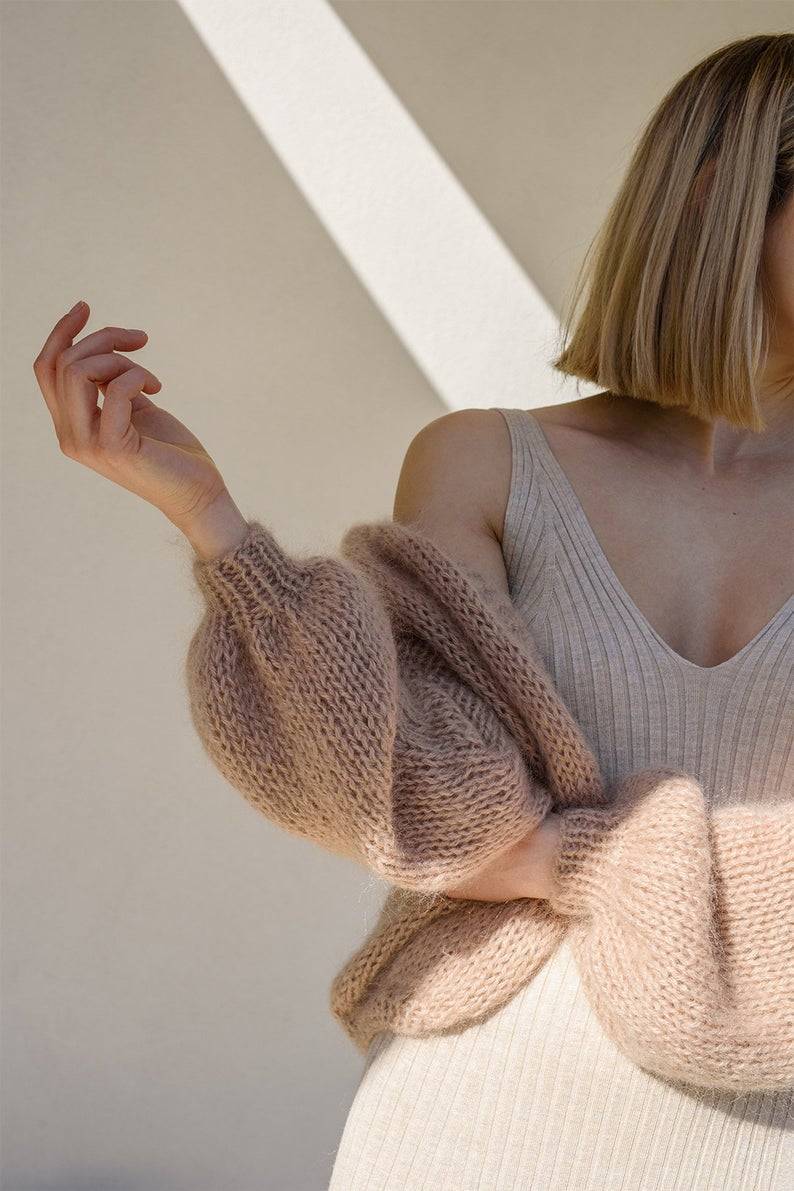 Plexida Mohair Bomber Cardigan In Honey