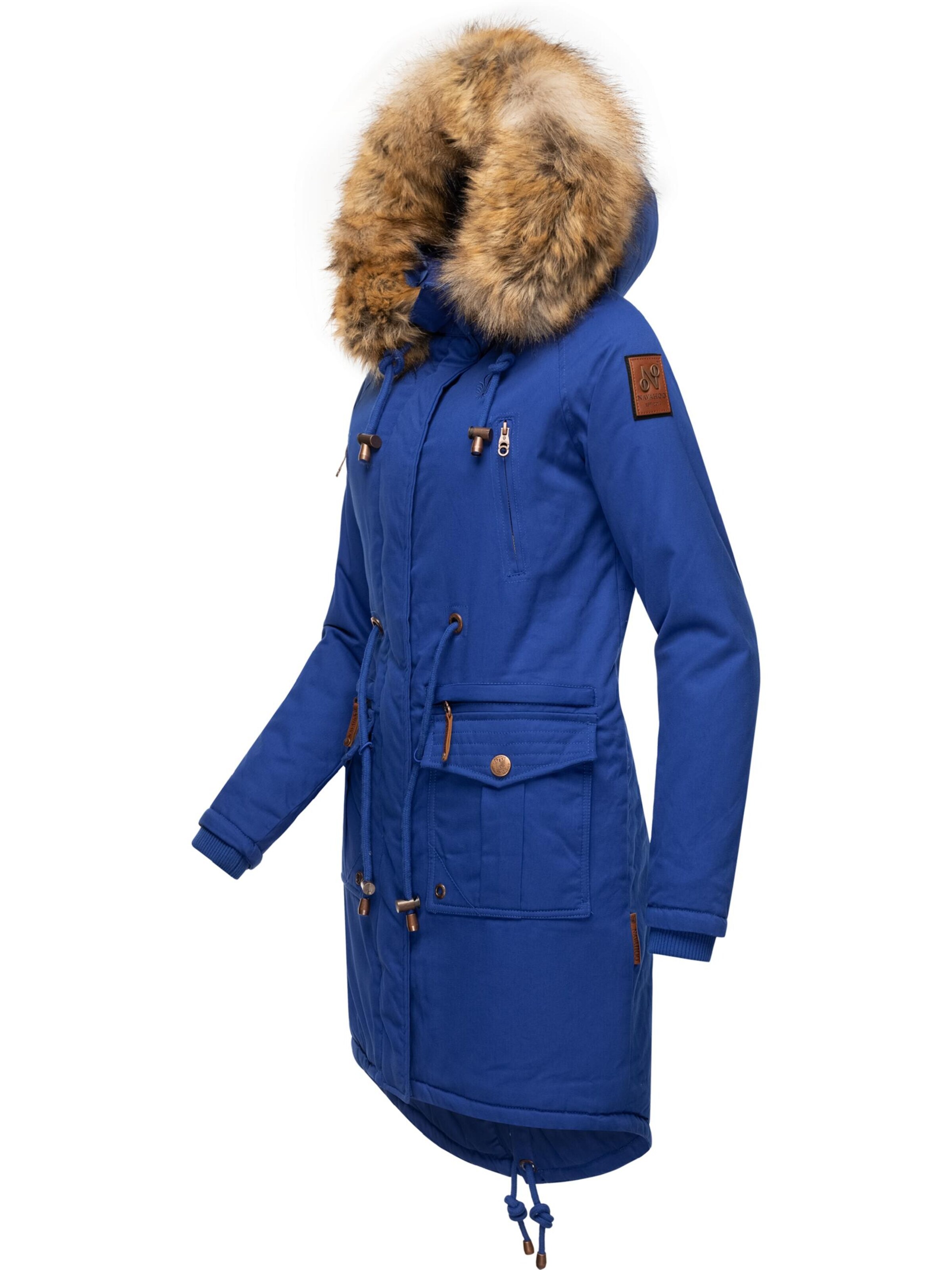 NAVAHOO Ziemas parka 'Rosinchen' indigo / karameļkrāsas