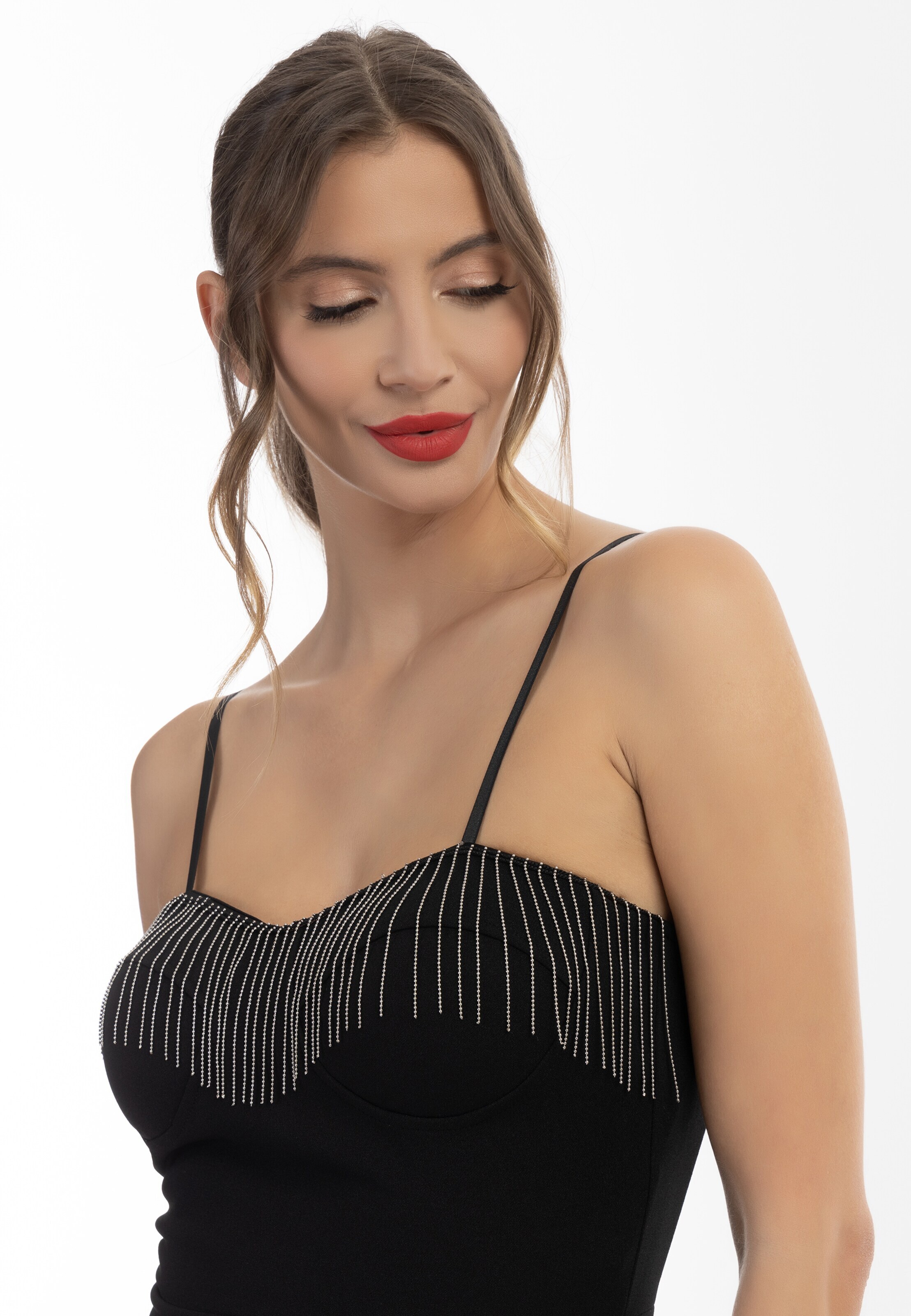 faina Kokteiļkleita melns / sudrabs