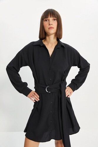 black belted shirt dress