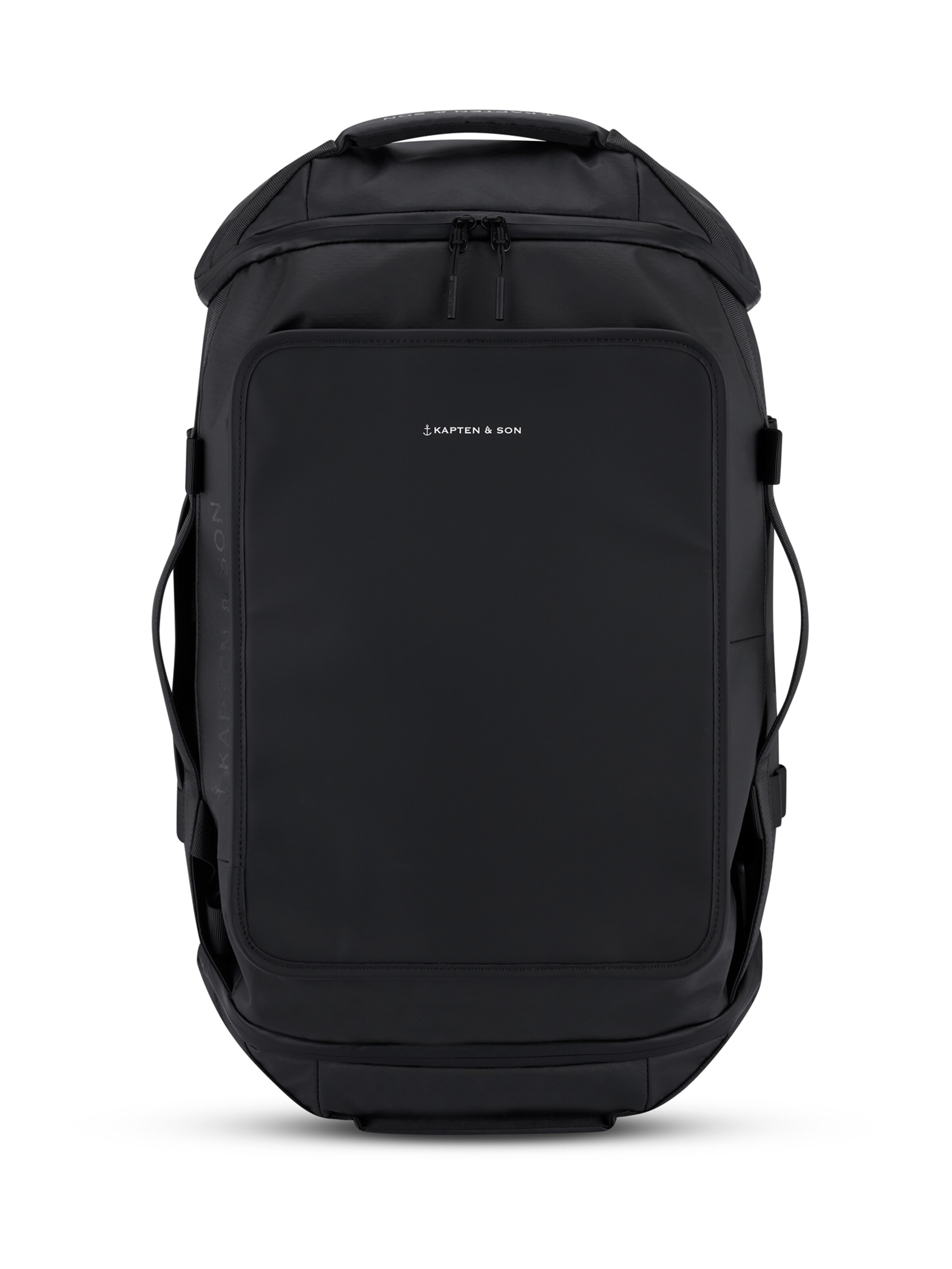 Kapten & Son Ceļojumu soma 'Lisbon Duffle Backpack Medium' melns / balts