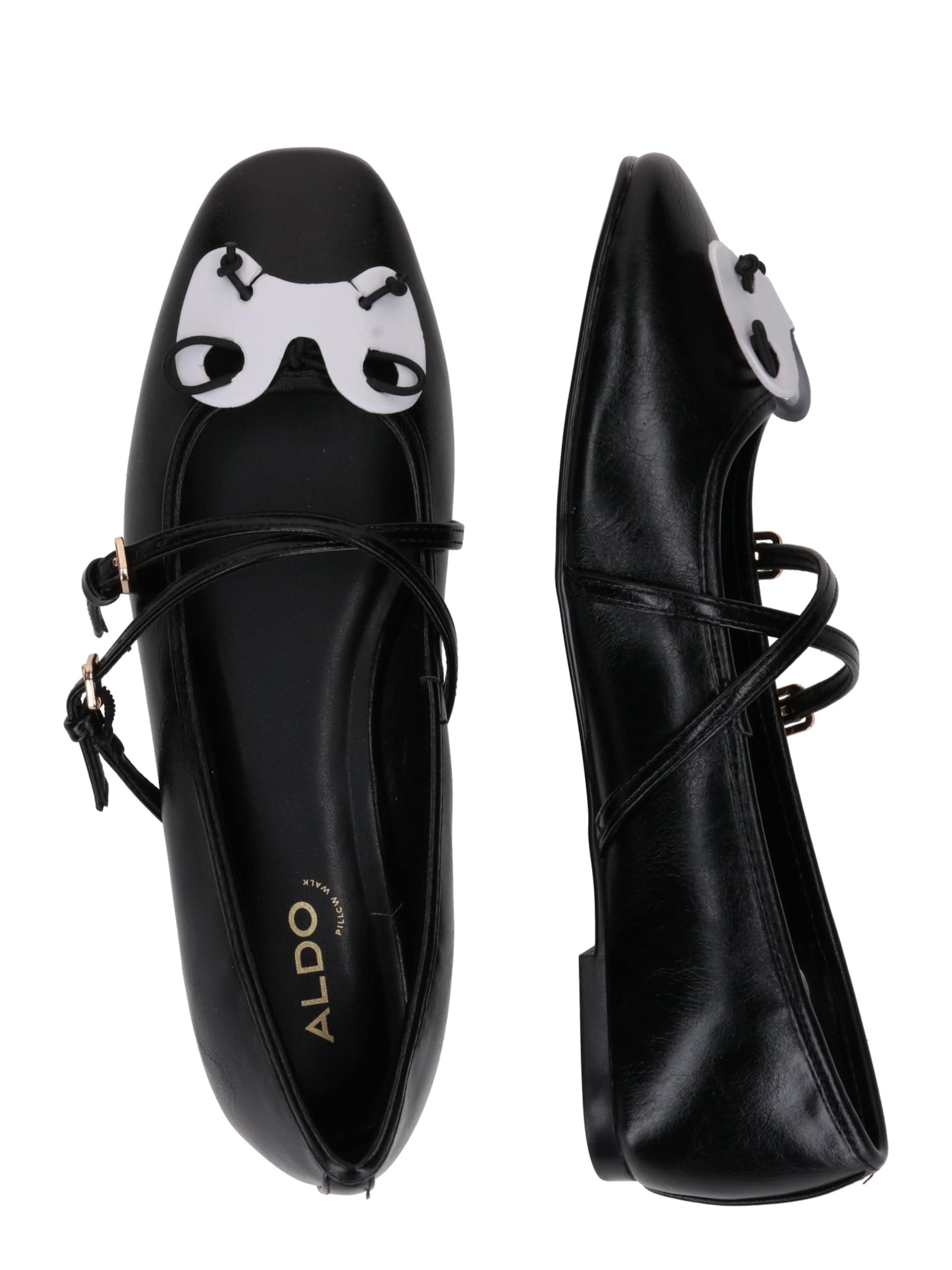 ALDO Balerīnas ar siksniņu 'AMBERLEE' melns / balts