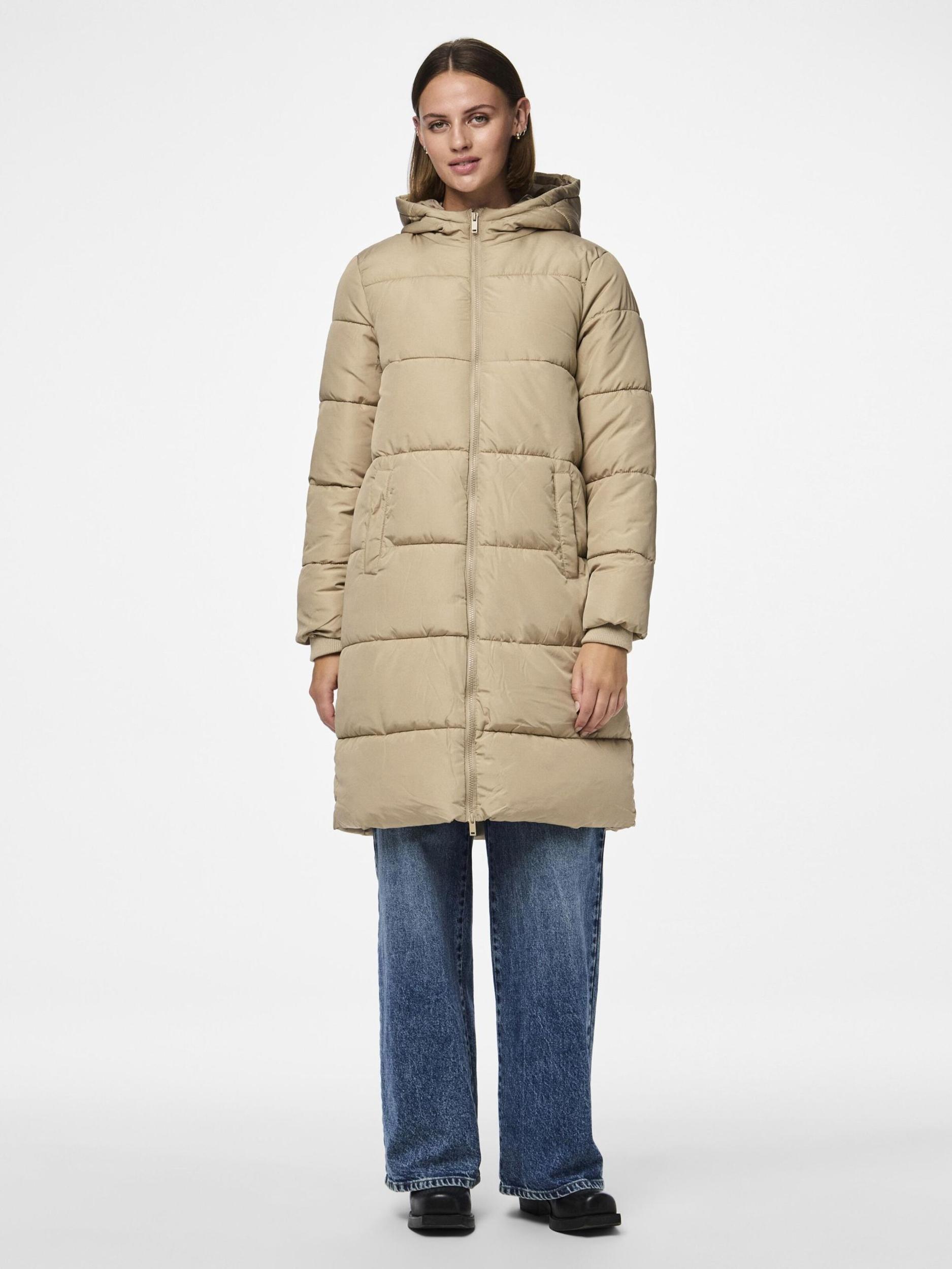 PIECES Ziemas mētelis 'Bee' gaiši bēšs