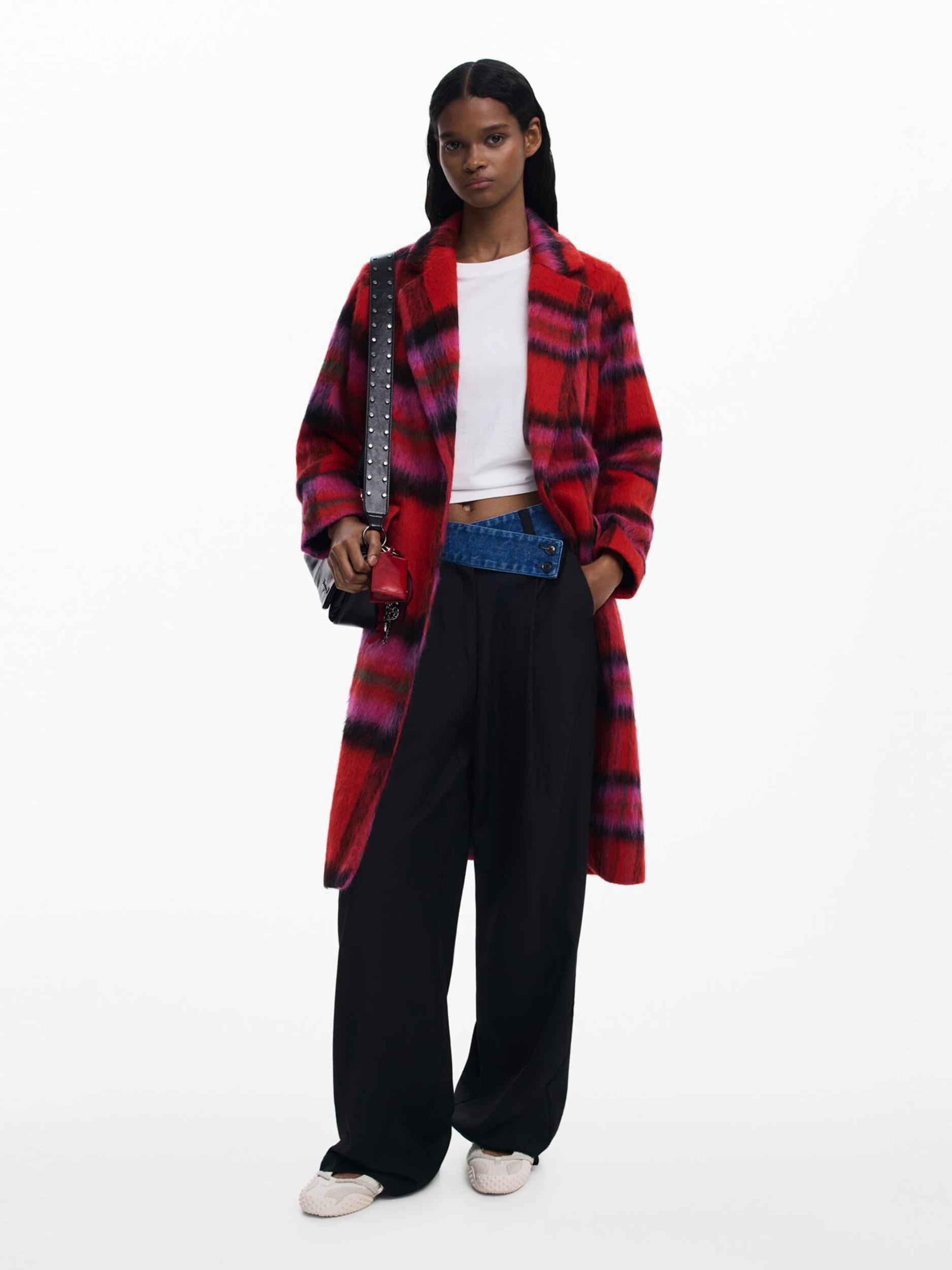 Desigual Starpsezonu mētelis rozā / sarkans / melns