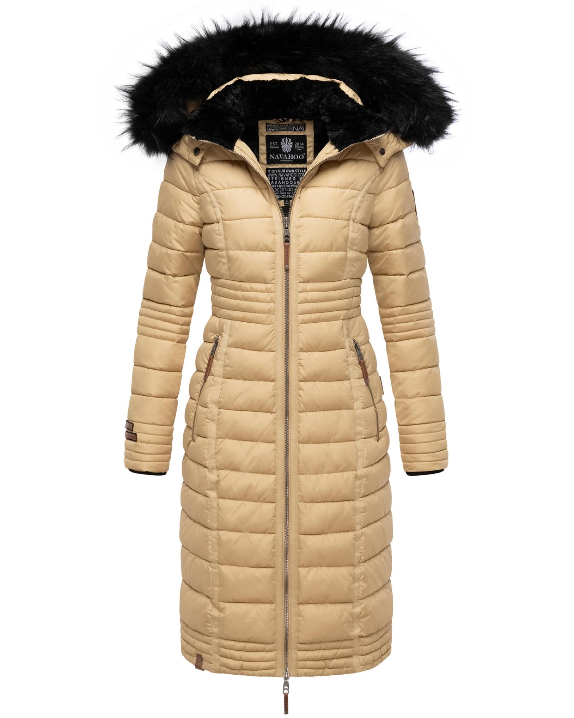 NAVAHOO Ziemas mētelis 'Umay' smilškrāsas / melns