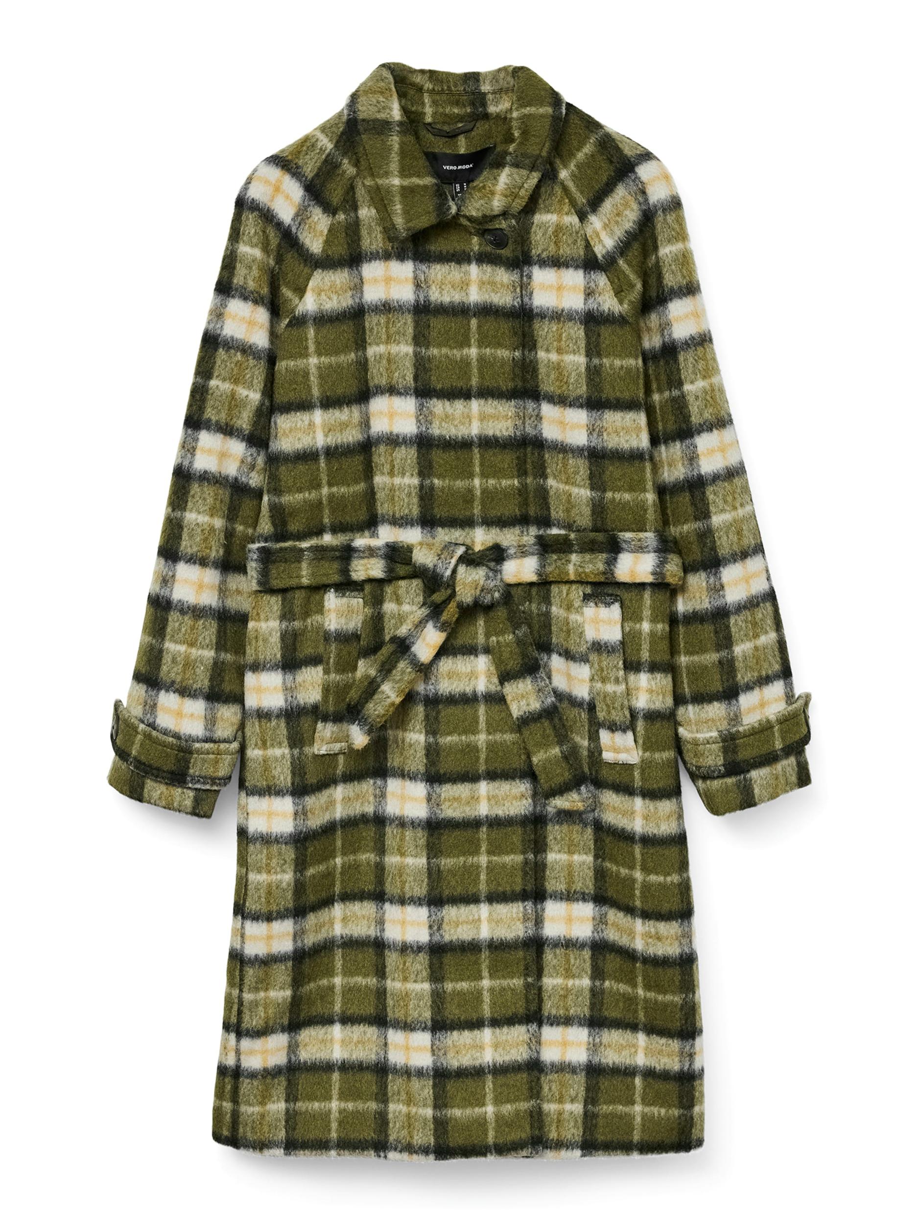 VERO MODA Starpsezonu mētelis olīvzaļš / melns / balts