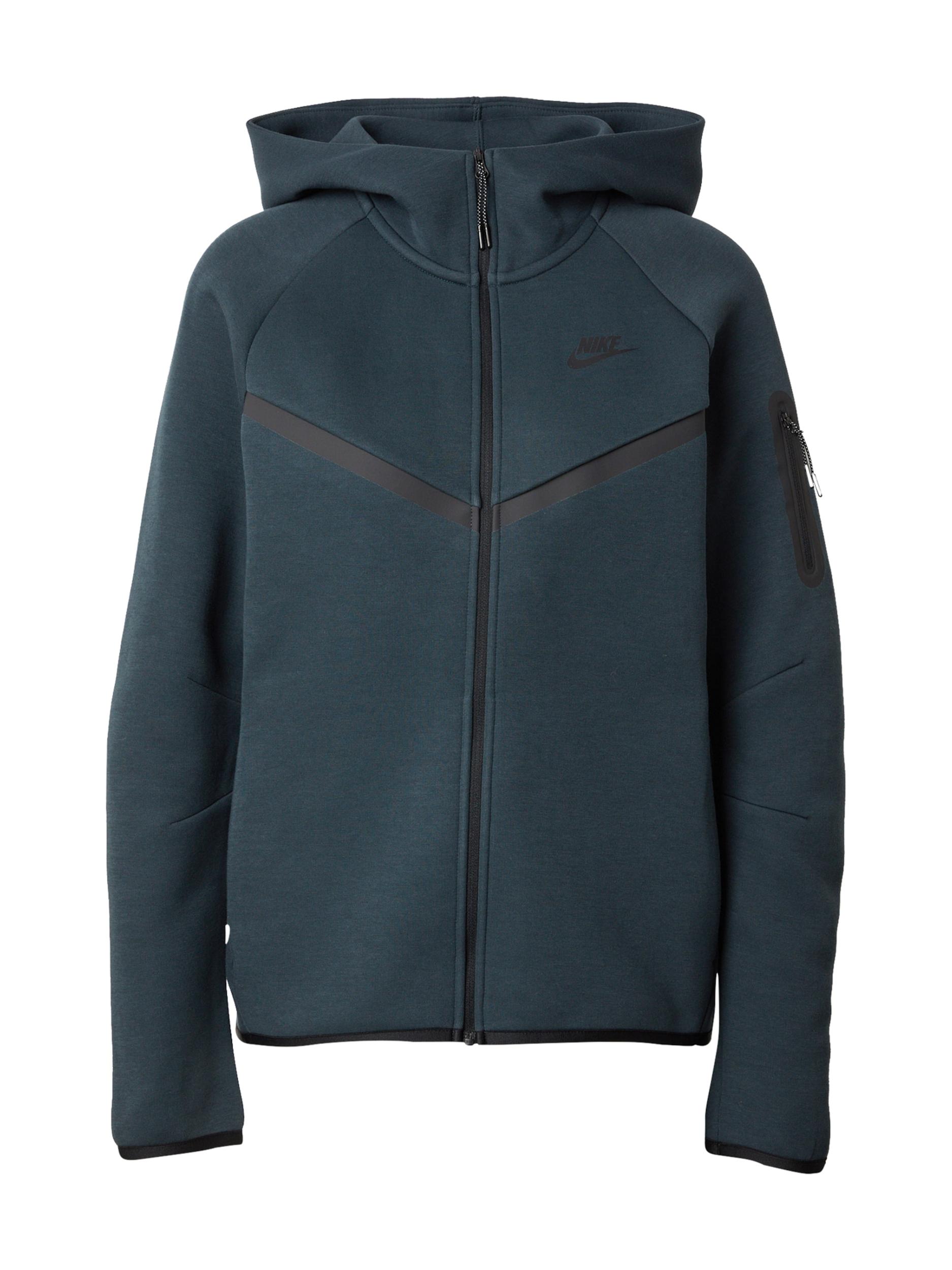 Nike Sportswear Sportiska jaka 'TECH FLEECE 2' tumši zaļa / melns