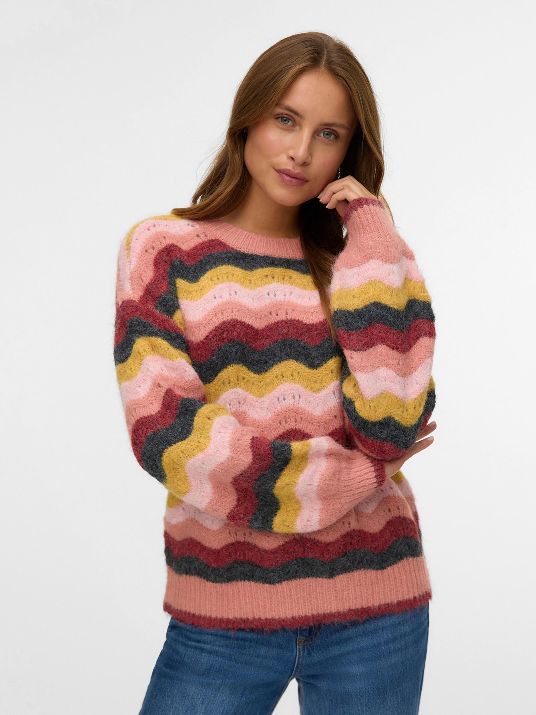 VERO MODA Džemperis 'VMDOJ' zaļš / rožkrāsas / rožains