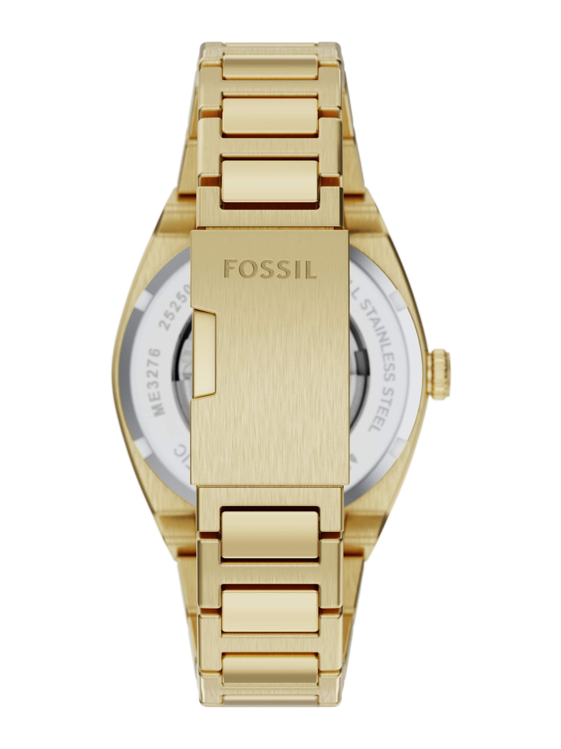 FOSSIL Analogais pulkstenis 'EVERETT' zelts / tumši zaļš / balts