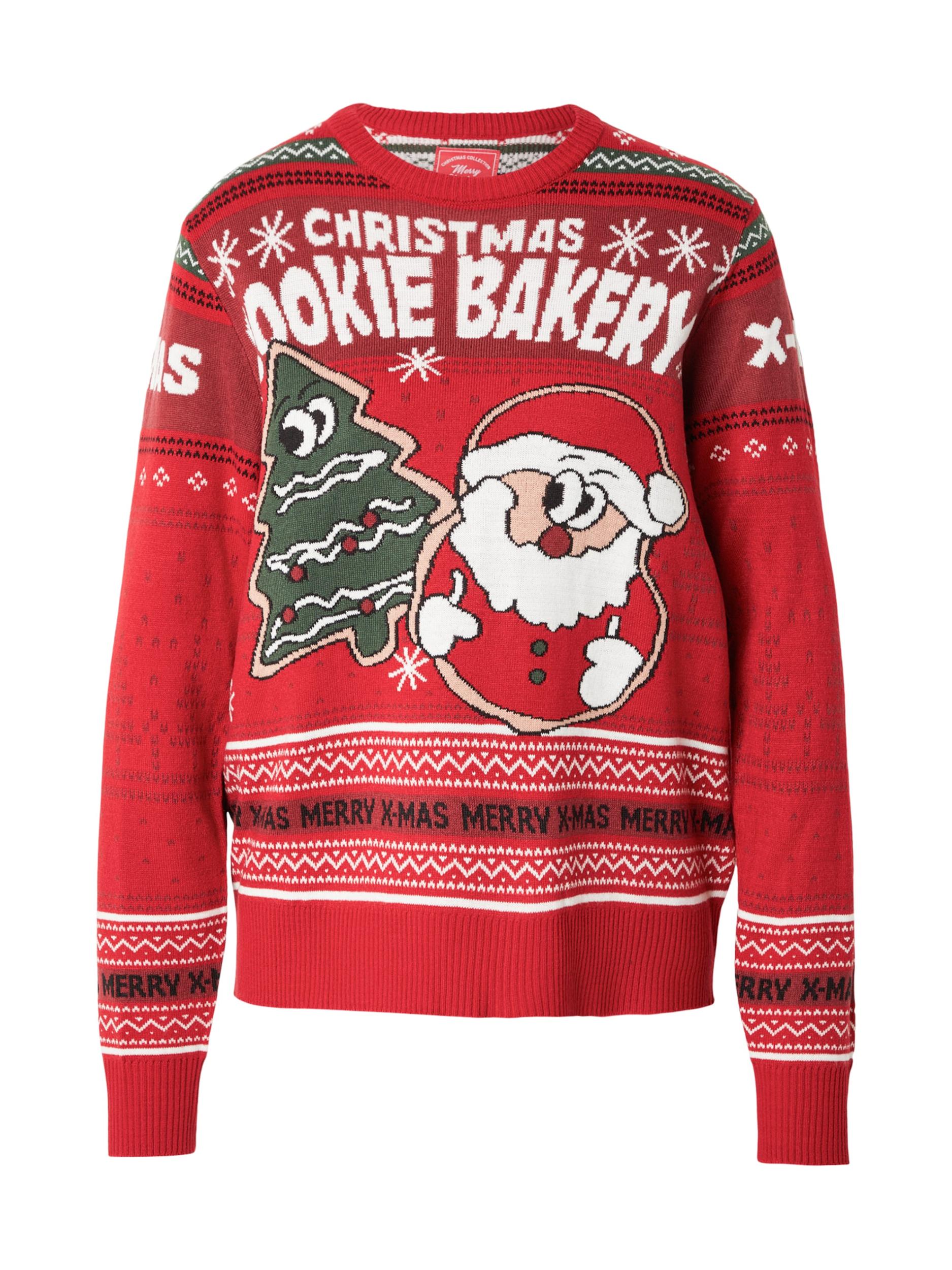 Sublevel Džemperis tumši zaļa / sarkans / bordo / balts