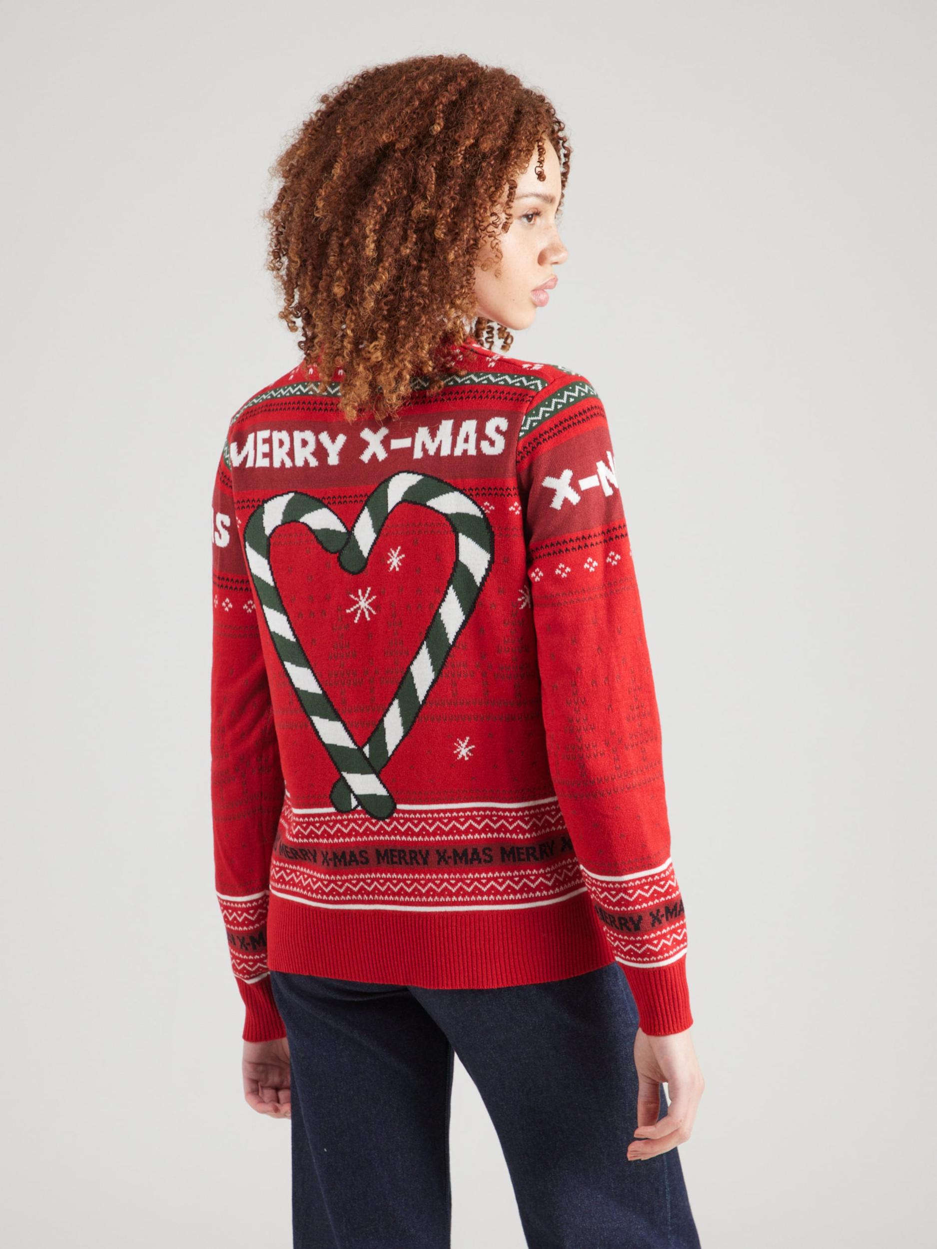 Sublevel Džemperis tumši zaļa / sarkans / bordo / balts