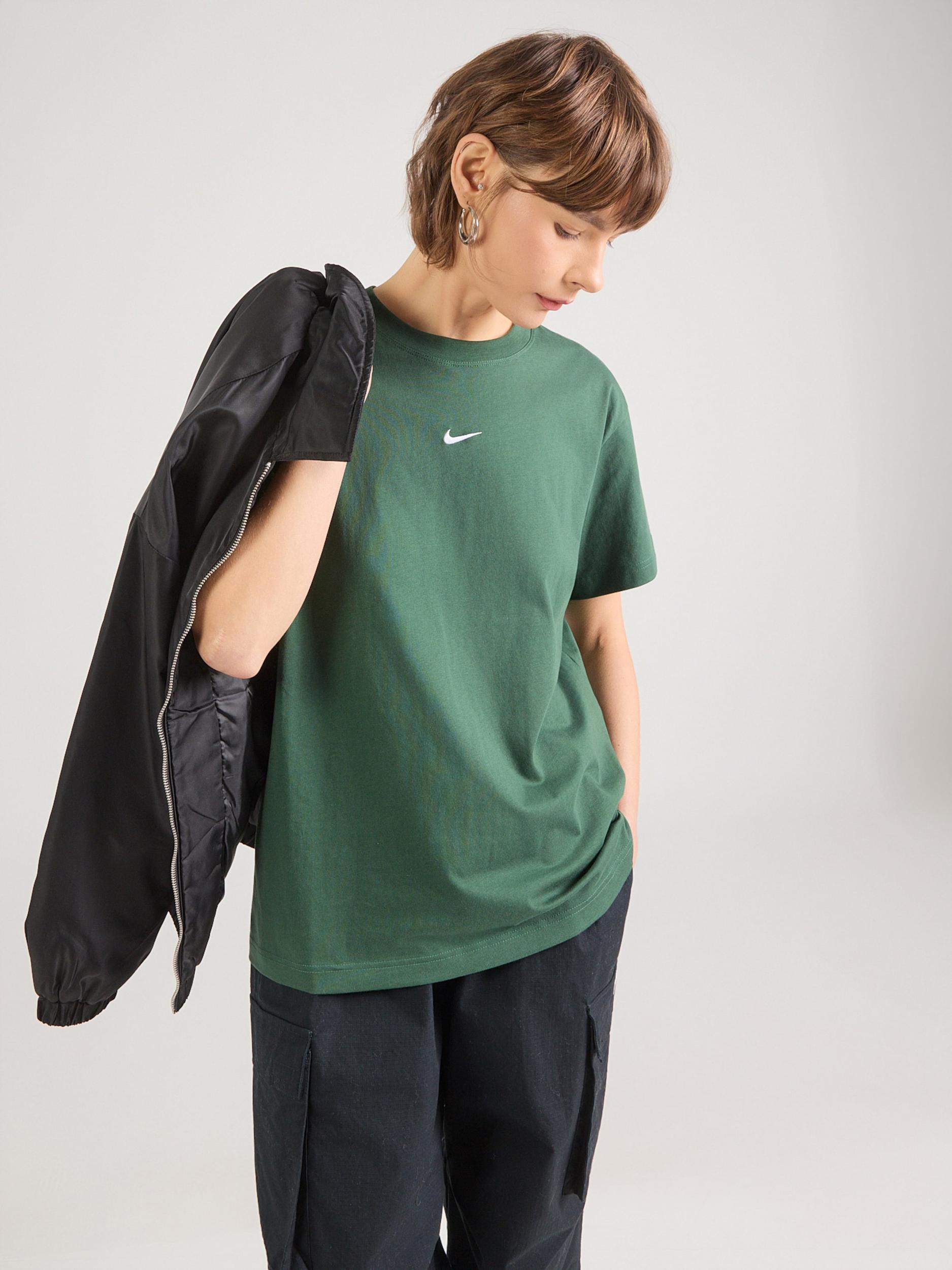 Nike Sportswear T-Krekls 'CLASSIC' tumši zaļa / balts