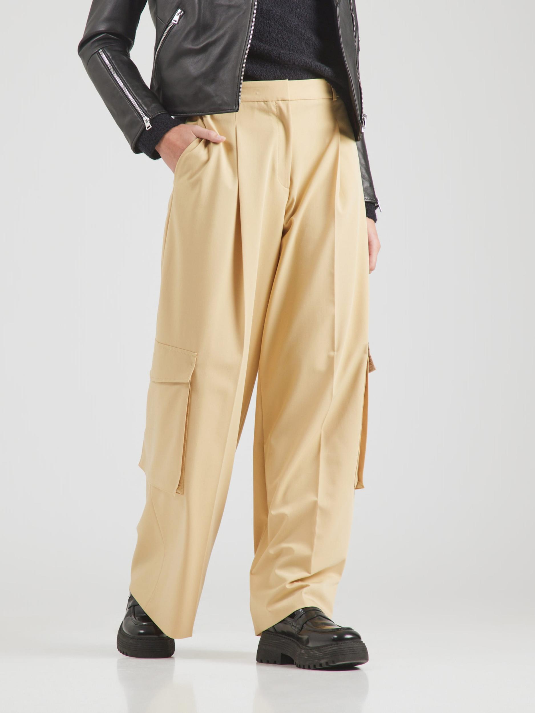 HUGO Buktētas bikses 'Herota' bēšs