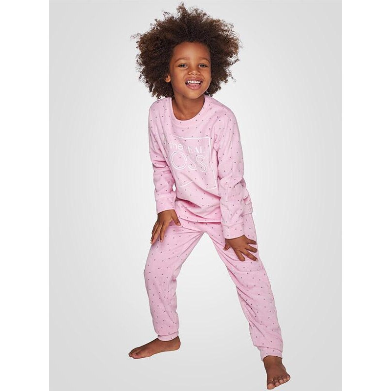 Muydemi mīksta bērnu pidžama "Boss Girl Light Pink - White - Grey"