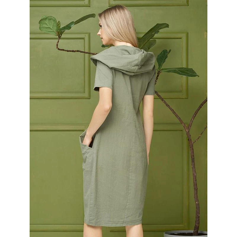 Lega elastīga lina kleita ar kapuci Sussana Green 