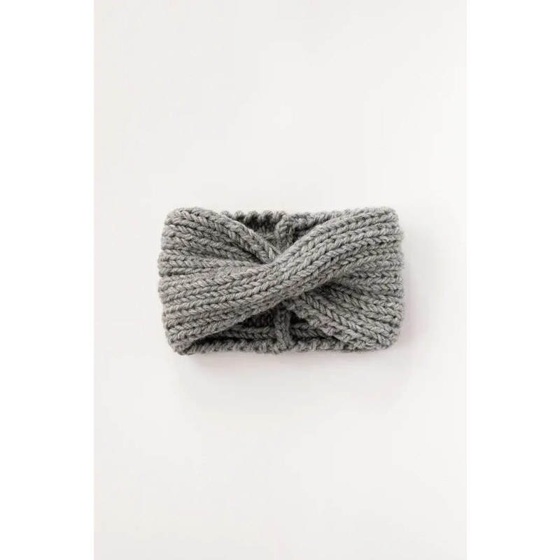 Plexida Chunky Ribbed Twist Headband Wool - Light Grey