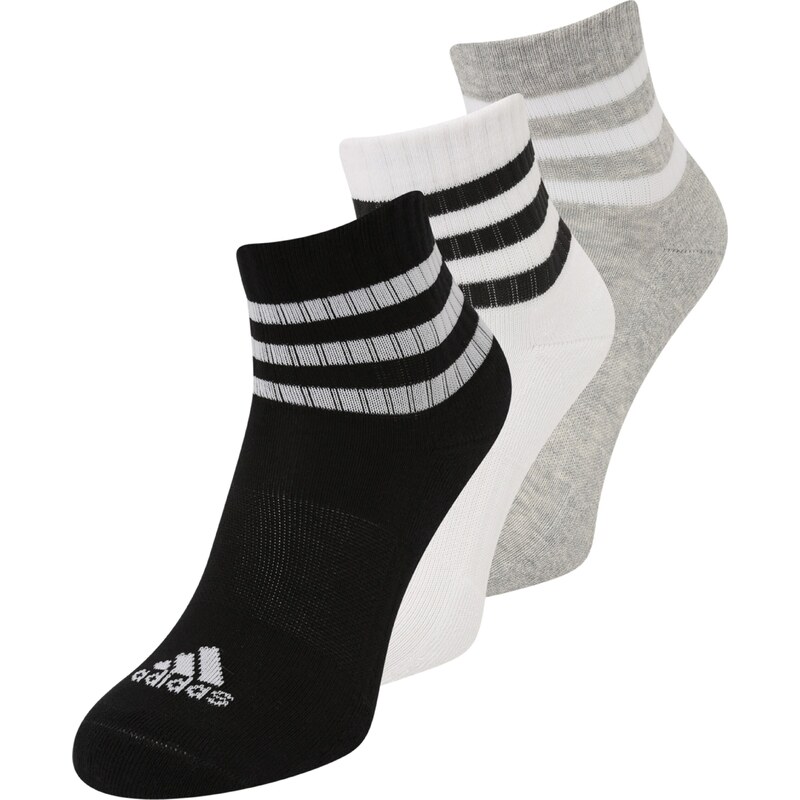 ADIDAS SPORTSWEAR Sporta zeķes '3-stripes Cushioned Sportswear -cut 3 Pairs' pelēks / melns / balts