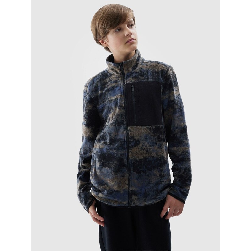 4F Zēnu flīsa jaka ar stāvapkakli regular - daudzkrāsu