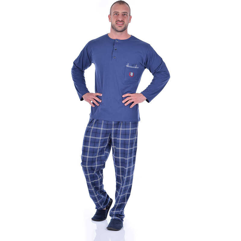 TIMILJA Vīriešu pidžama Kokvilnas ar garām biksēm lielie izmēri 11236Sn M-4XL