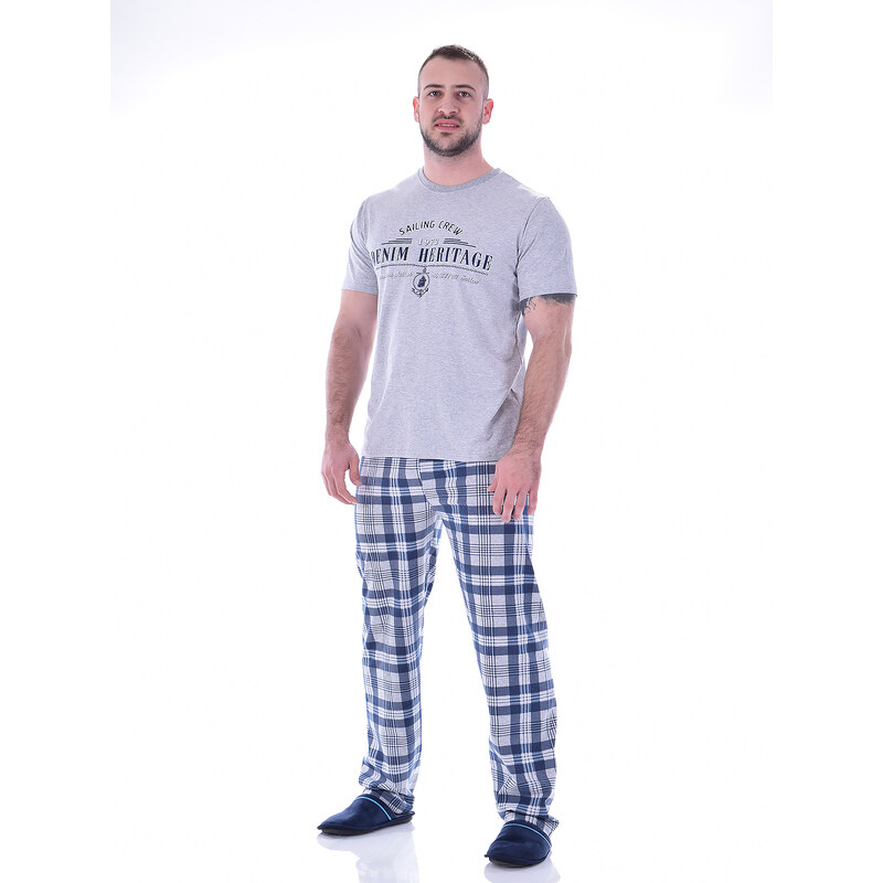 TIMILJA Vīriešu pidžama ar garām biksēm kokvilnas 12248D S-2XL