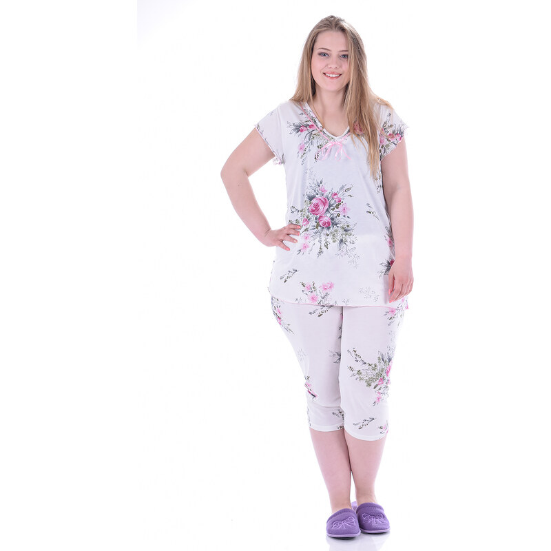 TIMILJA Sieviešu pidžama kokvilnas viskozes ar īsām biksēm plāna elpojoša lielie izmēri 82019R 3XL-6XL