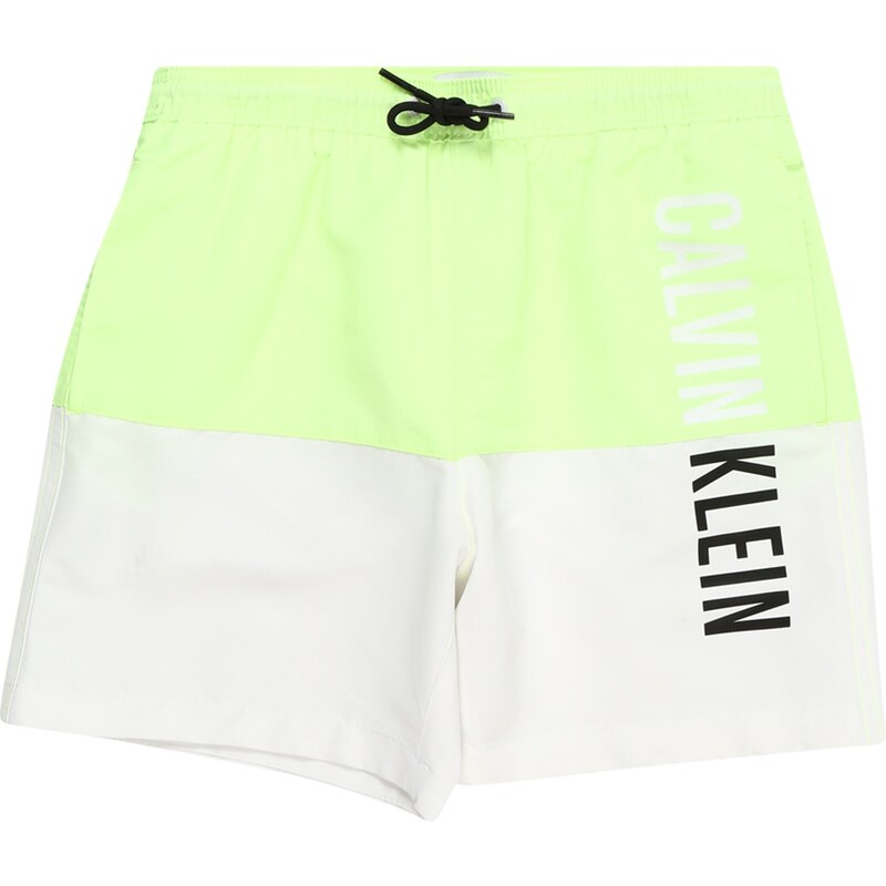 Calvin Klein Swimwear Peldšorti 'INTENSE POWER' gaiši pelēks / ābolu / melns / balts