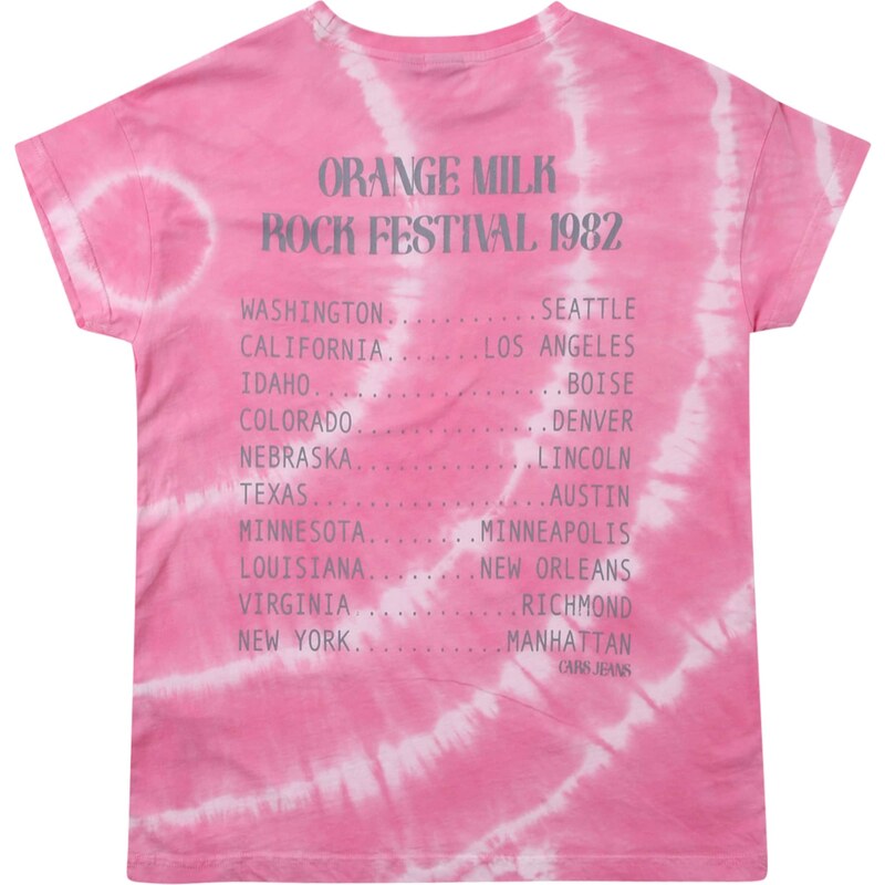 Cars Jeans T-Krekls 'KAJIA' tumši oranžs / gaiši rozā / balts
