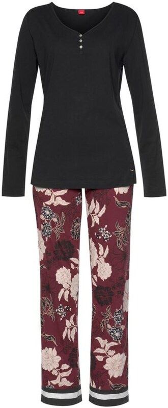 s.Oliver Pidžama pasteļrozā / bordo / melns