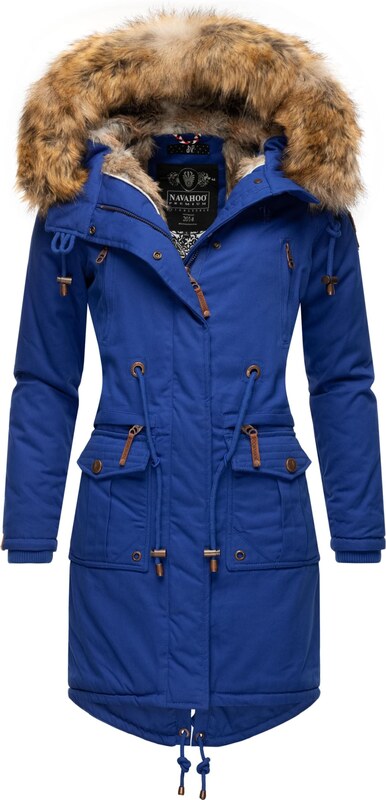 NAVAHOO Ziemas parka 'Rosinchen' indigo / karameļkrāsas