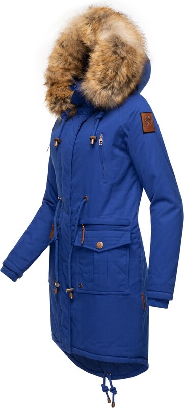 NAVAHOO Ziemas parka 'Rosinchen' indigo / karameļkrāsas