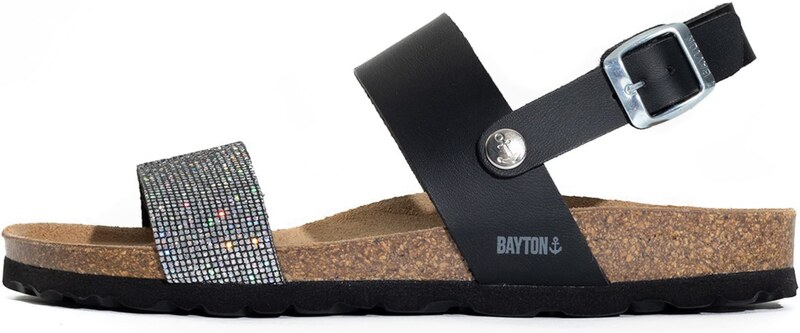 Bayton Siksniņsandales 'Lilia' melns / sudrabs