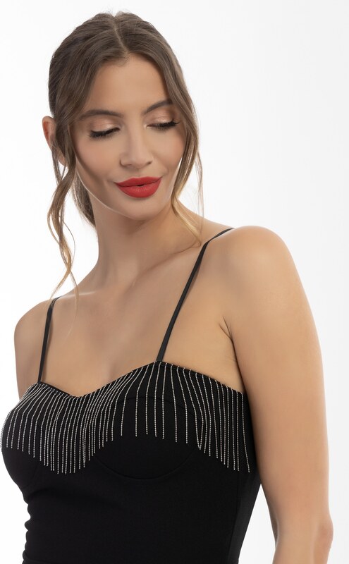 faina Kokteiļkleita melns / sudrabs