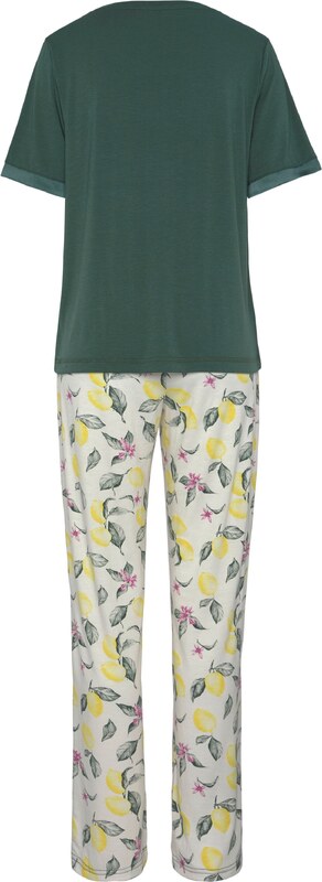 LASCANA Pidžama 'LAS Summer Fruits PJ' zaļš / jauktu krāsu