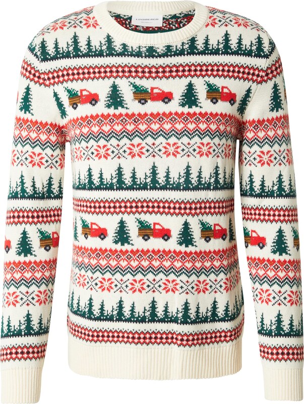 Lindbergh Džemperis brūns / tumši zaļš / spilgti sarkans / balts