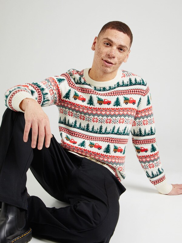 Lindbergh Džemperis brūns / tumši zaļš / spilgti sarkans / balts