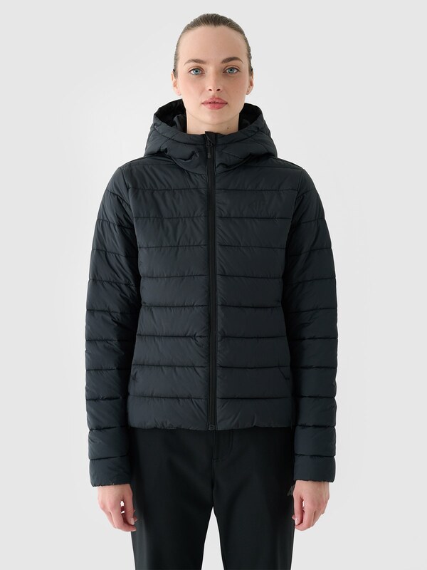 4F Sieviešu dūnu virsjaka ar pārstrādātu pildījumu - melna