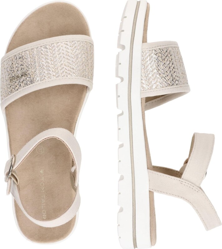 TOM TAILOR Sandales gaiši bēšs / zelts