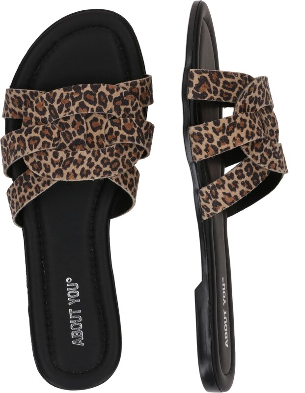 ABOUT YOU Ādas čības 'Evelina' brūns / gaiši brūns / melns