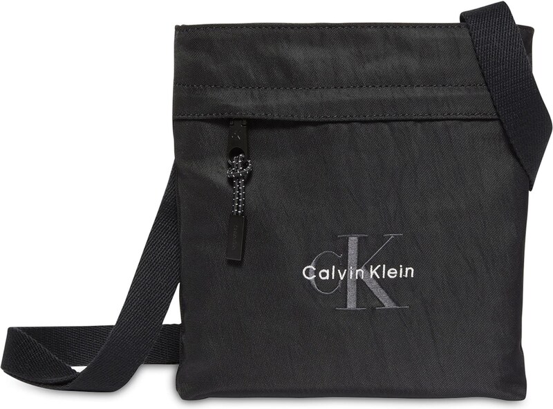 Calvin Klein Pleca soma tumši pelēks / melns / balts