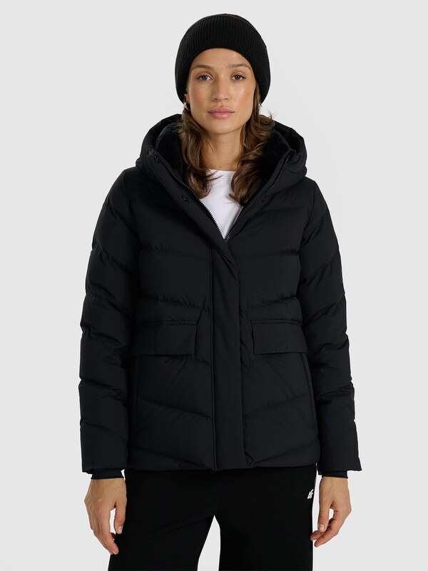 4F Sieviešu dūnu virsjaka ar dabīgu pildījumu - melna