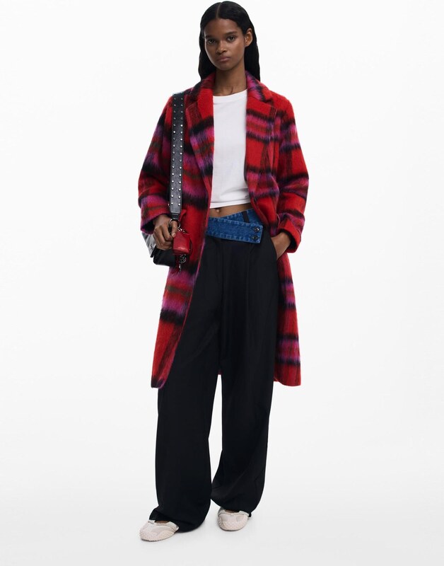 Desigual Starpsezonu mētelis rozā / sarkans / melns