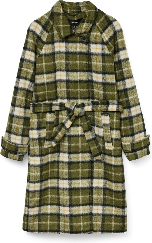 VERO MODA Starpsezonu mētelis olīvzaļš / melns / balts