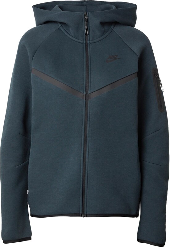 Nike Sportswear Sportiska jaka 'TECH FLEECE 2' tumši zaļa / melns
